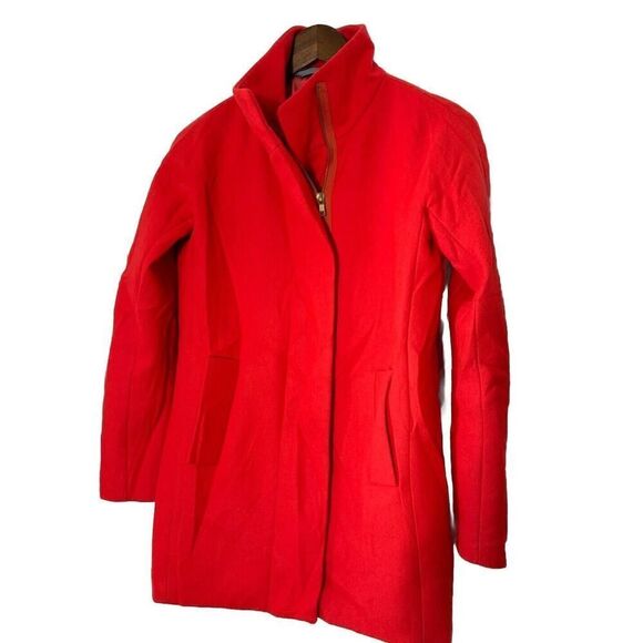 J. CREW Mercantile Women's Bright Orange Wool Blend Full Zip Coat Jacket Sz 00 - Picture 1 of 15